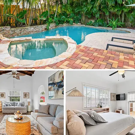 Palm-Fringed Pool Stay, Steps To Dt Beach